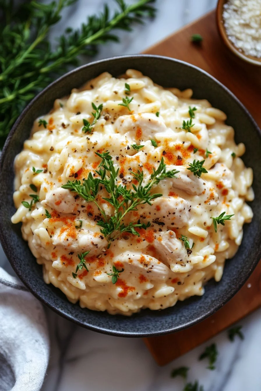 Creamy Orzo With Chicken