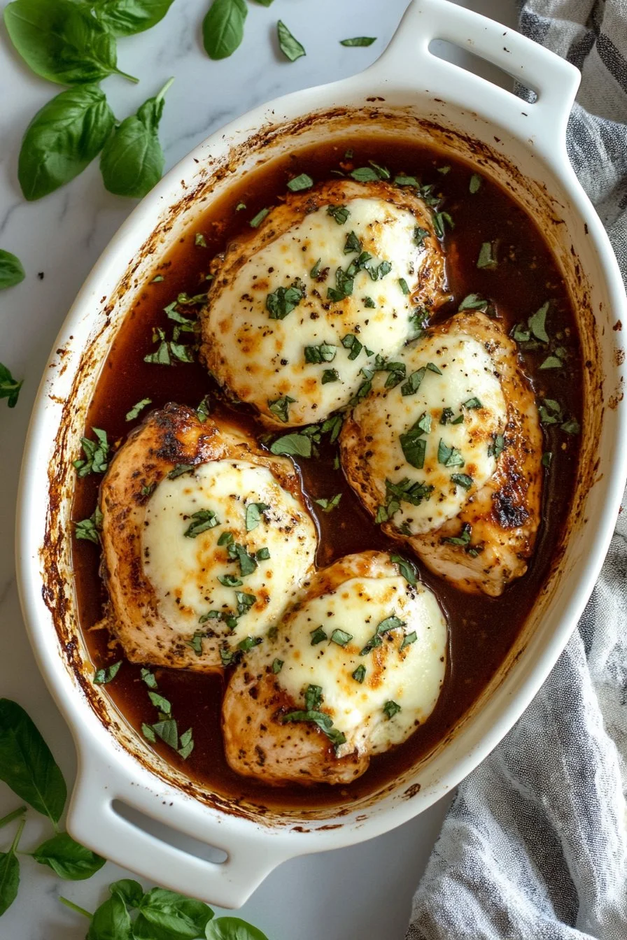Balsamic Baked Chicken Breast with Mozzarella Cheese