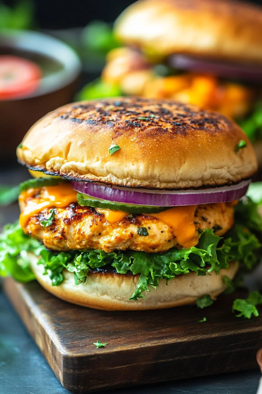 Cheddar Ranch Chicken Burgers
