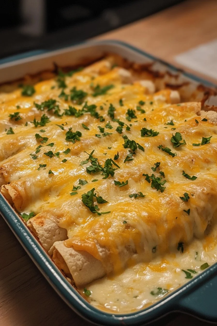 Chicken Enchiladas with Sour Cream White Sauce