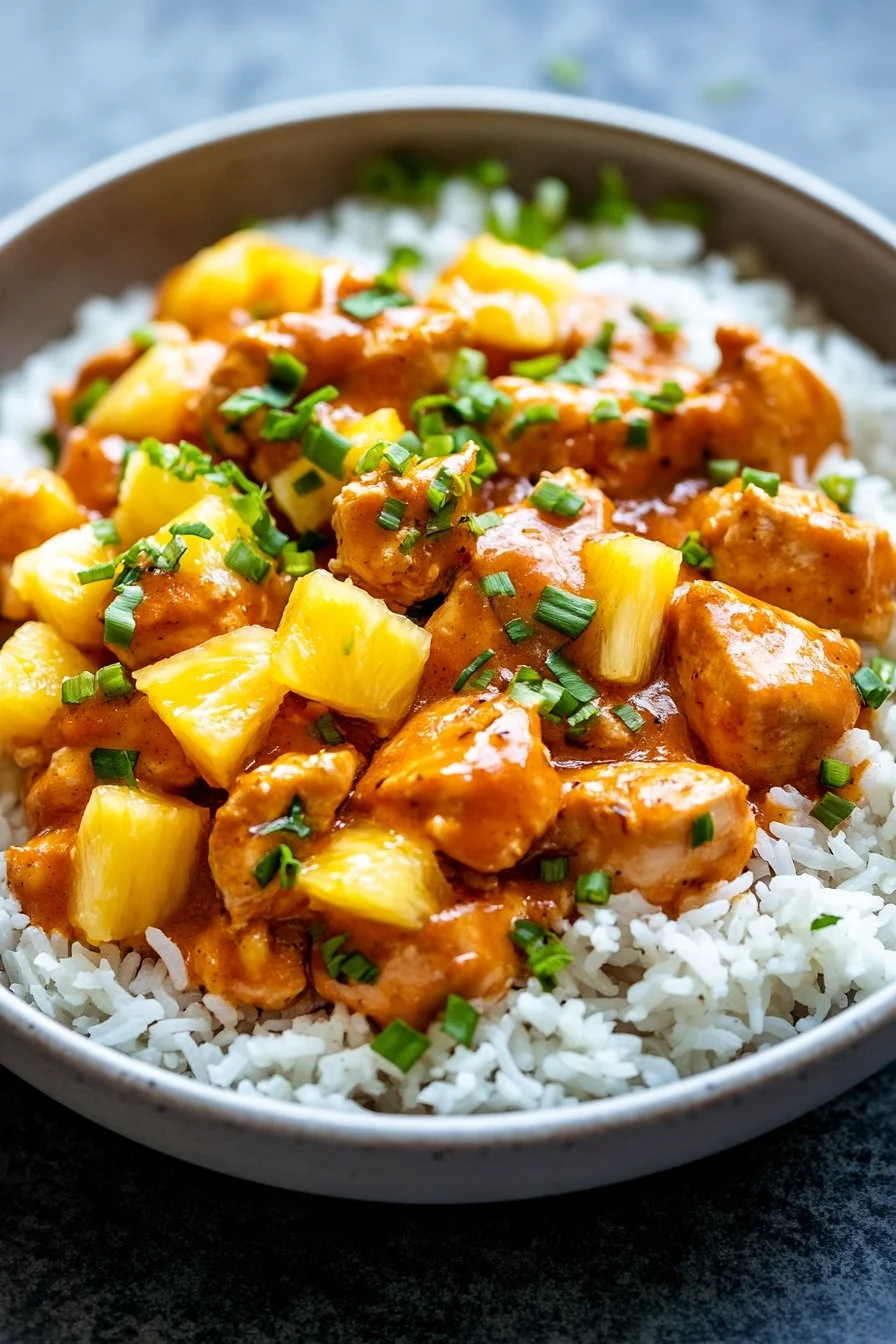 Hawaiian Chicken with Pineapple and Coconut Rice