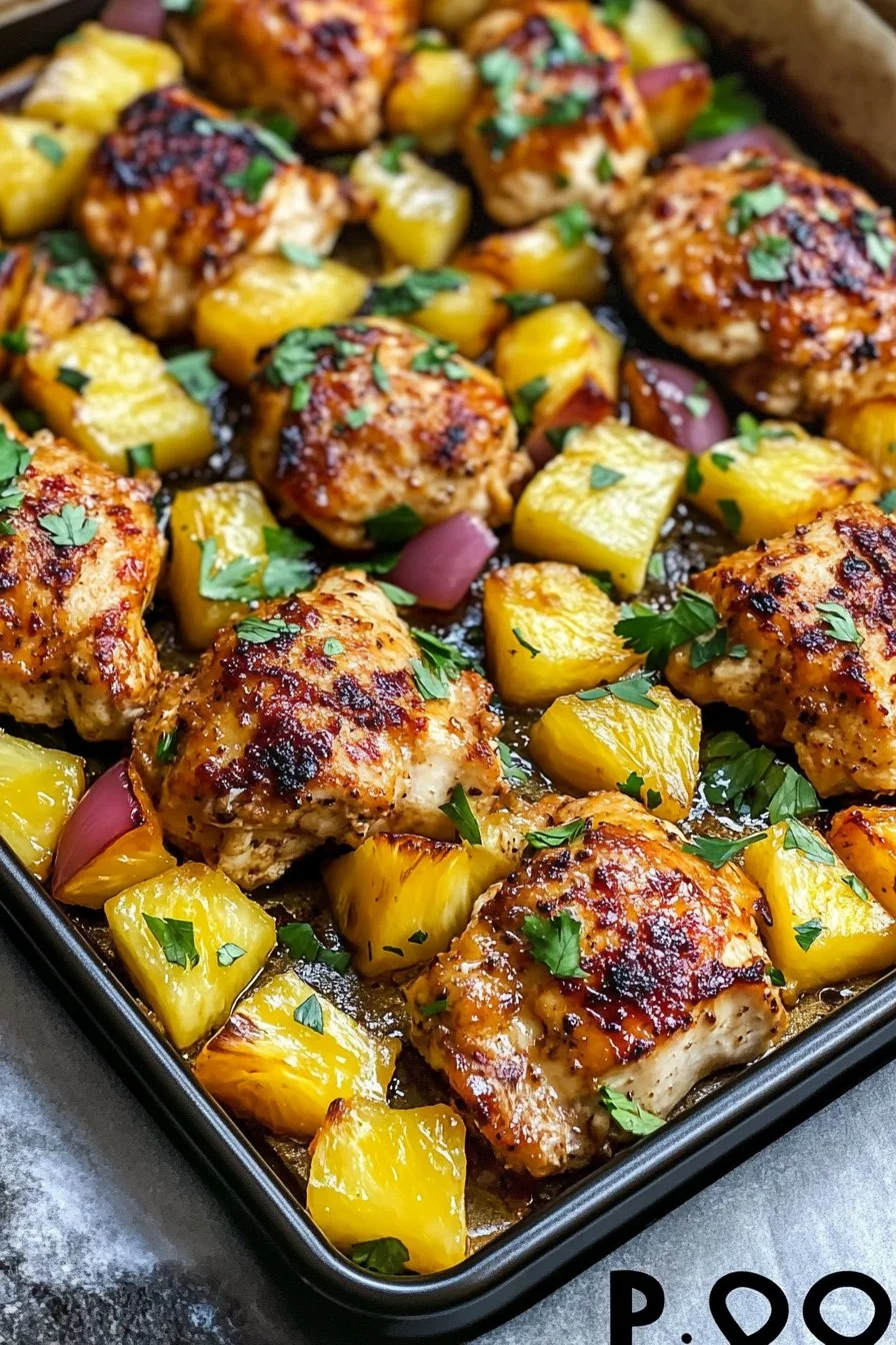 Hawaiian Pineapple Chicken Sheet Pan Dinner
