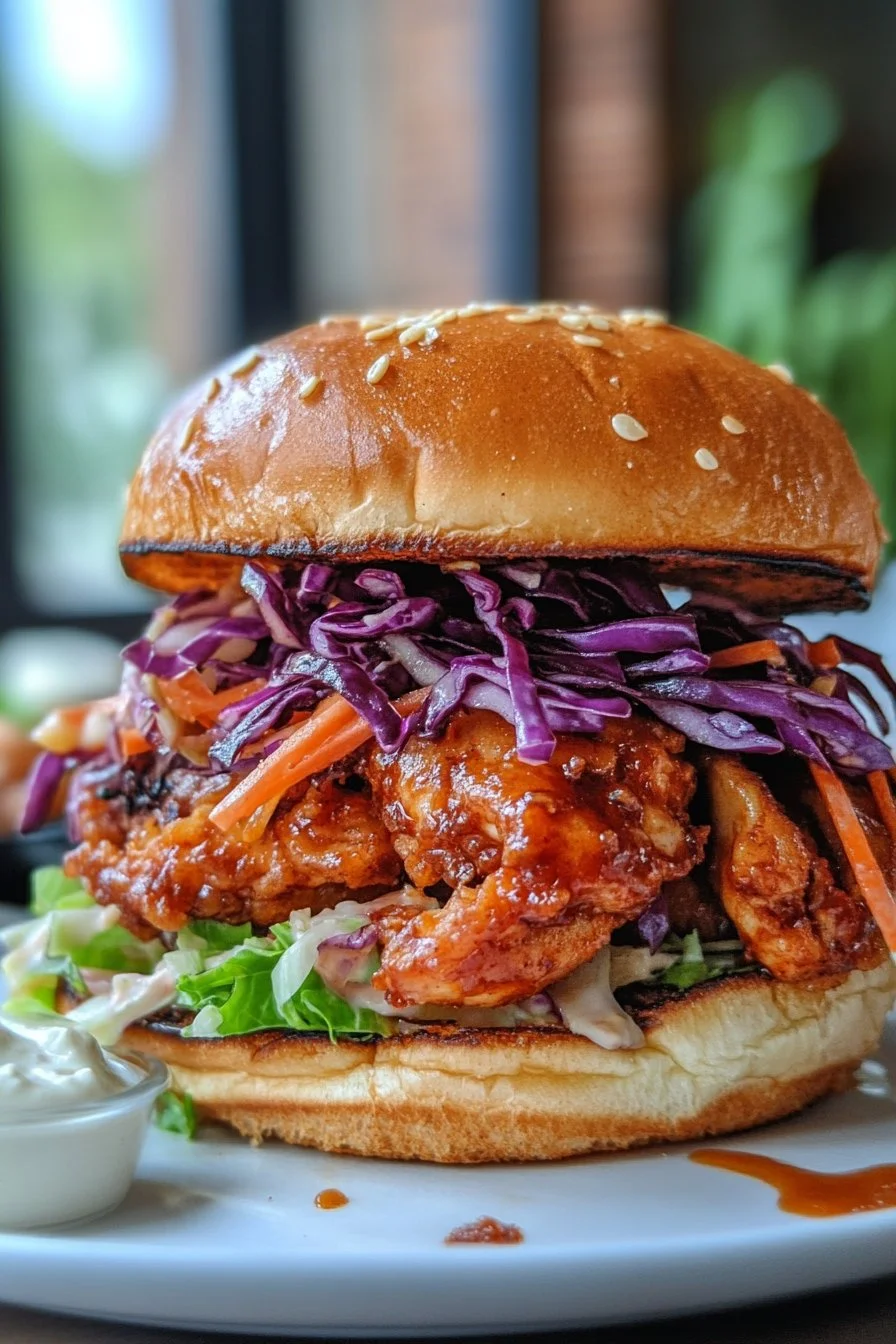 Korean BBQ Chicken Sandwich with Cabbage Slaw