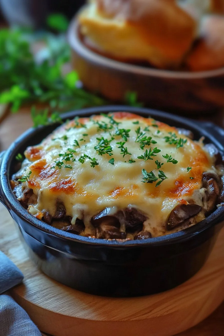 Mushroom and Swiss Burger Casserole
