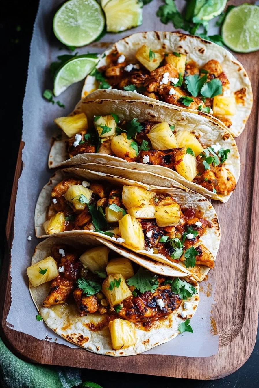 One Pan Chicken & Pineapple Tacos