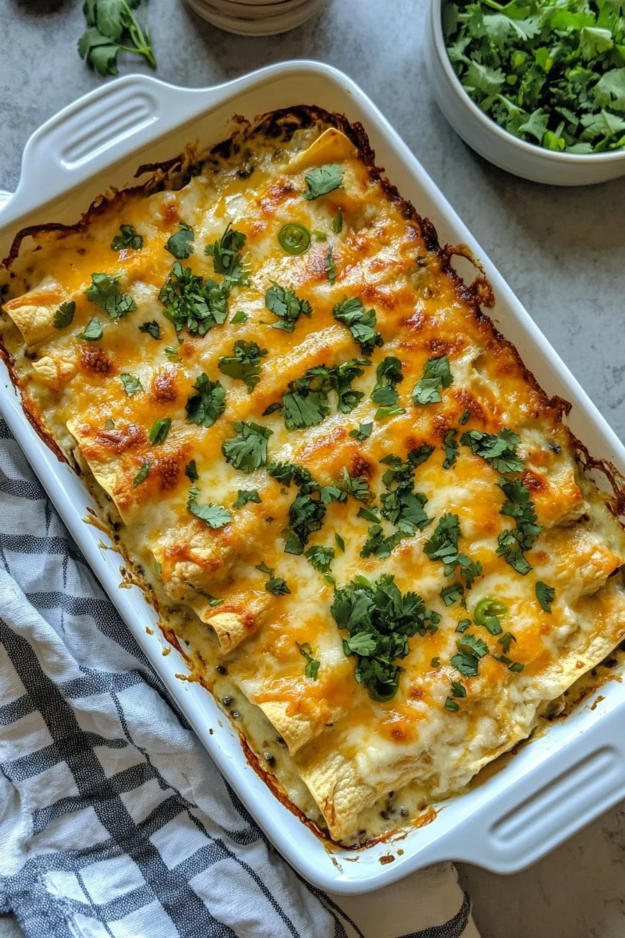 Quick and Easy Green Chile Chicken Enchilada Casserole