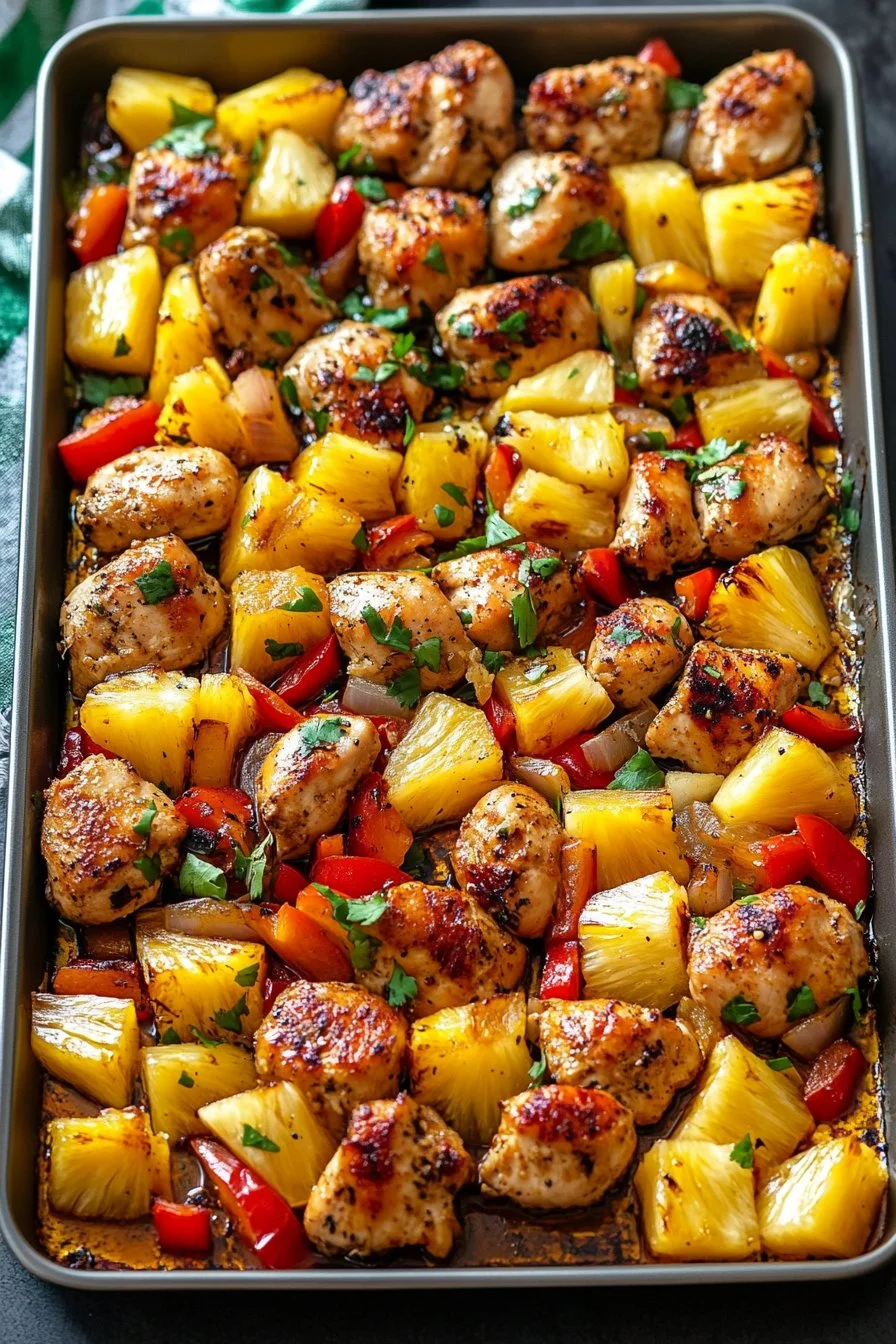 Sheet Pan Hawaiian Chicken with Pineapple and Peppers