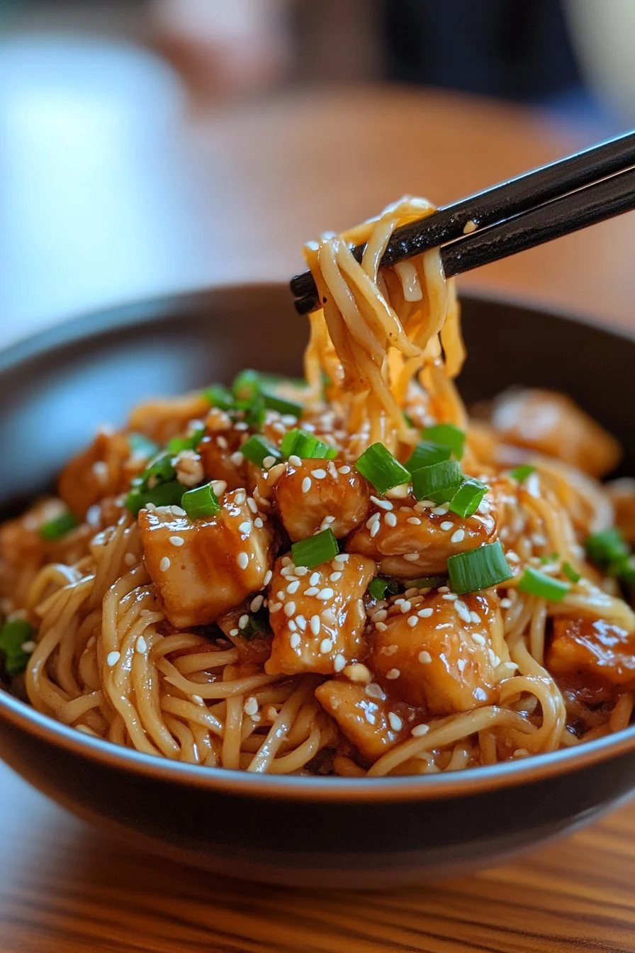 Sticky Garlic Chicken Noodles