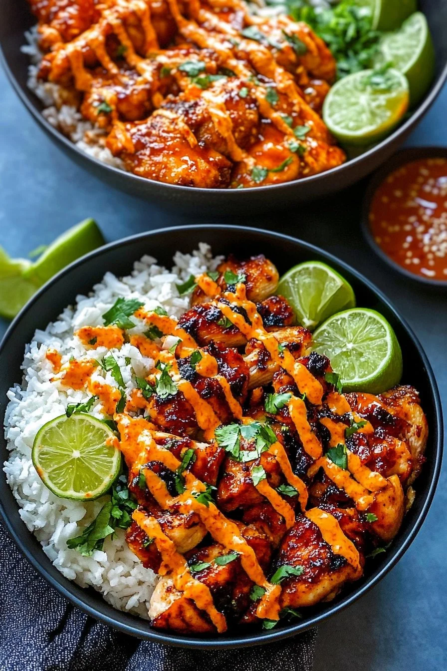 Sweet Chili Chicken Bowl with Coconut Lime Drizzle