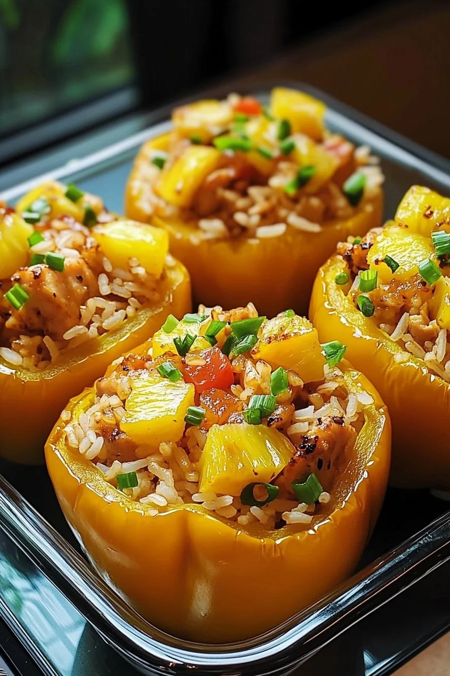 Teriyaki Pineapple Chicken & Rice Stuffed Peppers