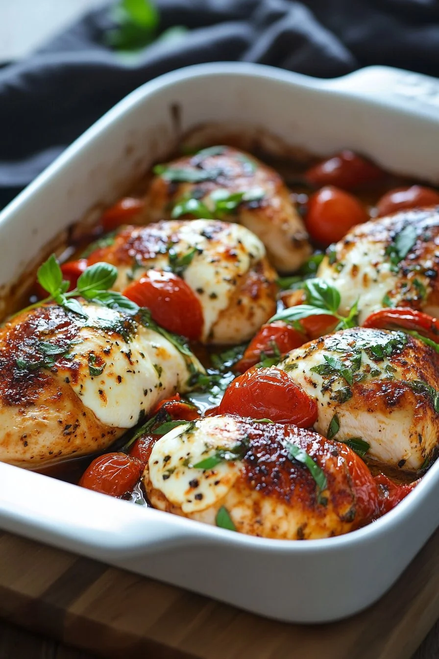 Balsamic Baked Chicken Breast with Mozzarella Cheese