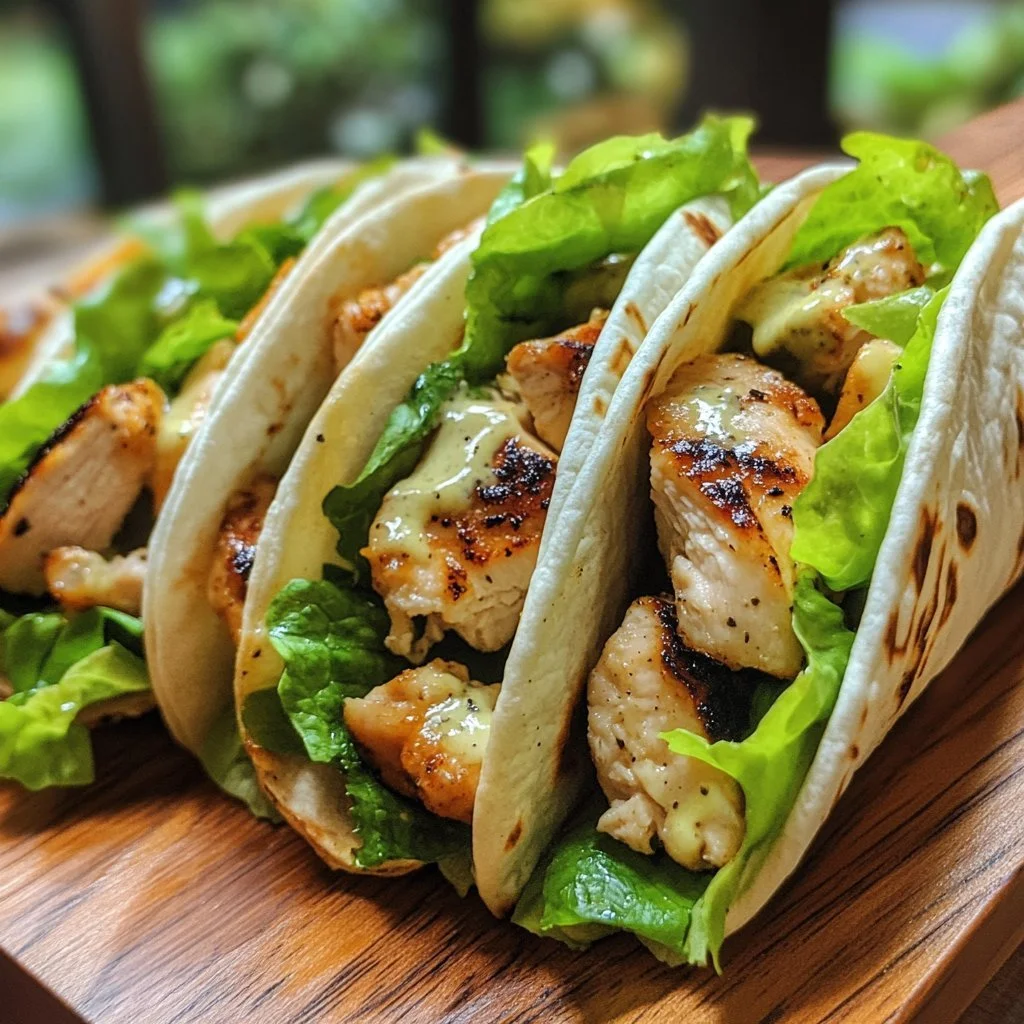 Delicious grilled chicken wraps with fresh vegetables and sauce