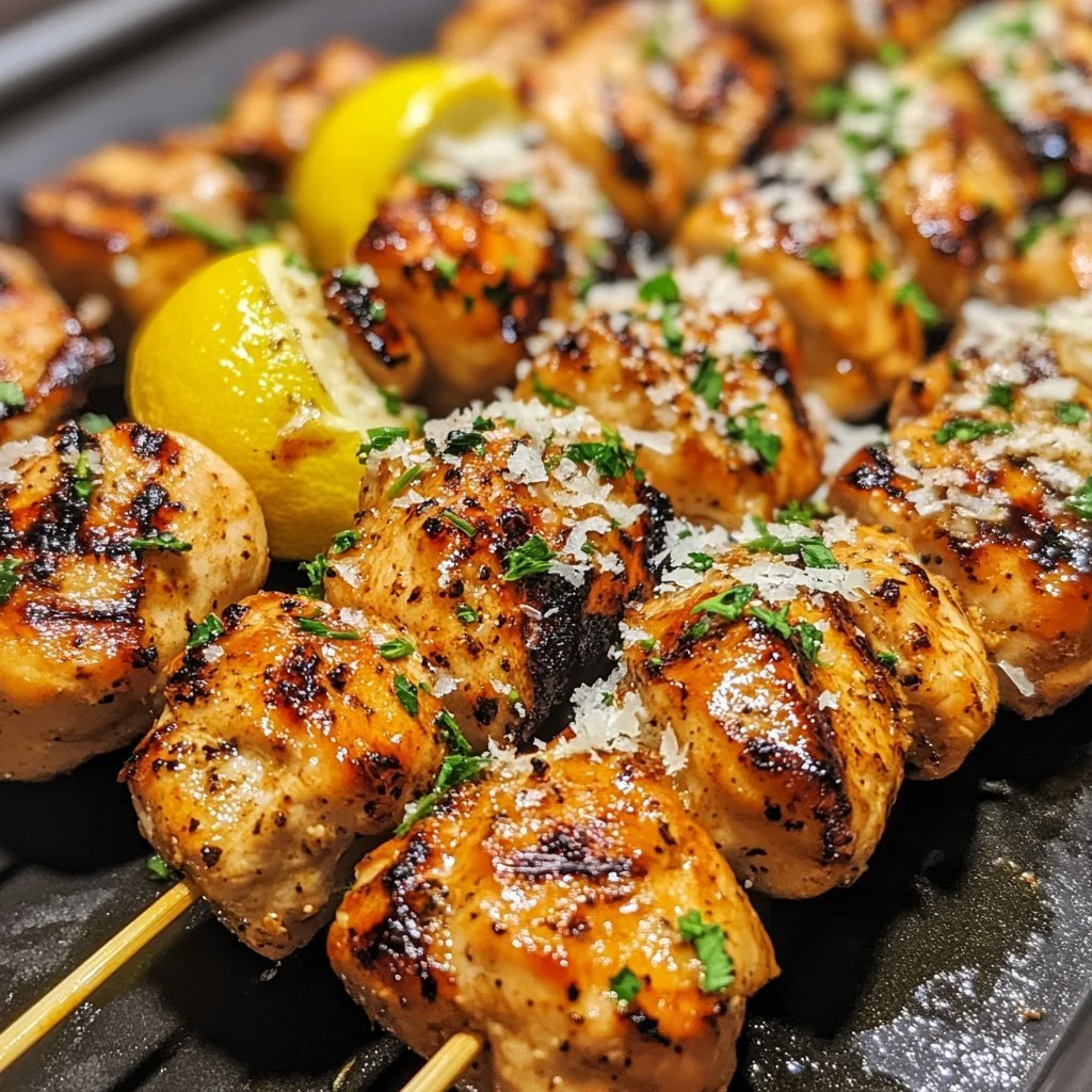 Blackstone Garlic Parmesan Chicken served hot on a plate