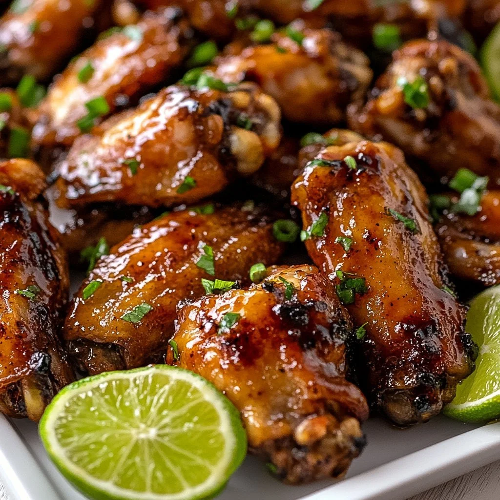 Cajun Honey Lime Chicken Wings on a platter, garnished with lime slices.