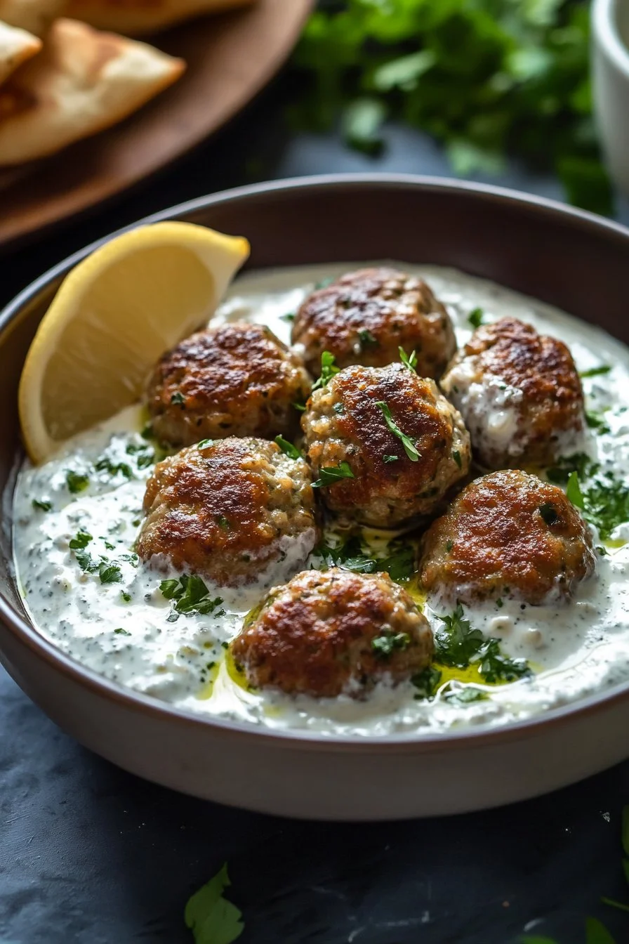 Chicken Kofta with Creamy Garlic Yogurt Sauce