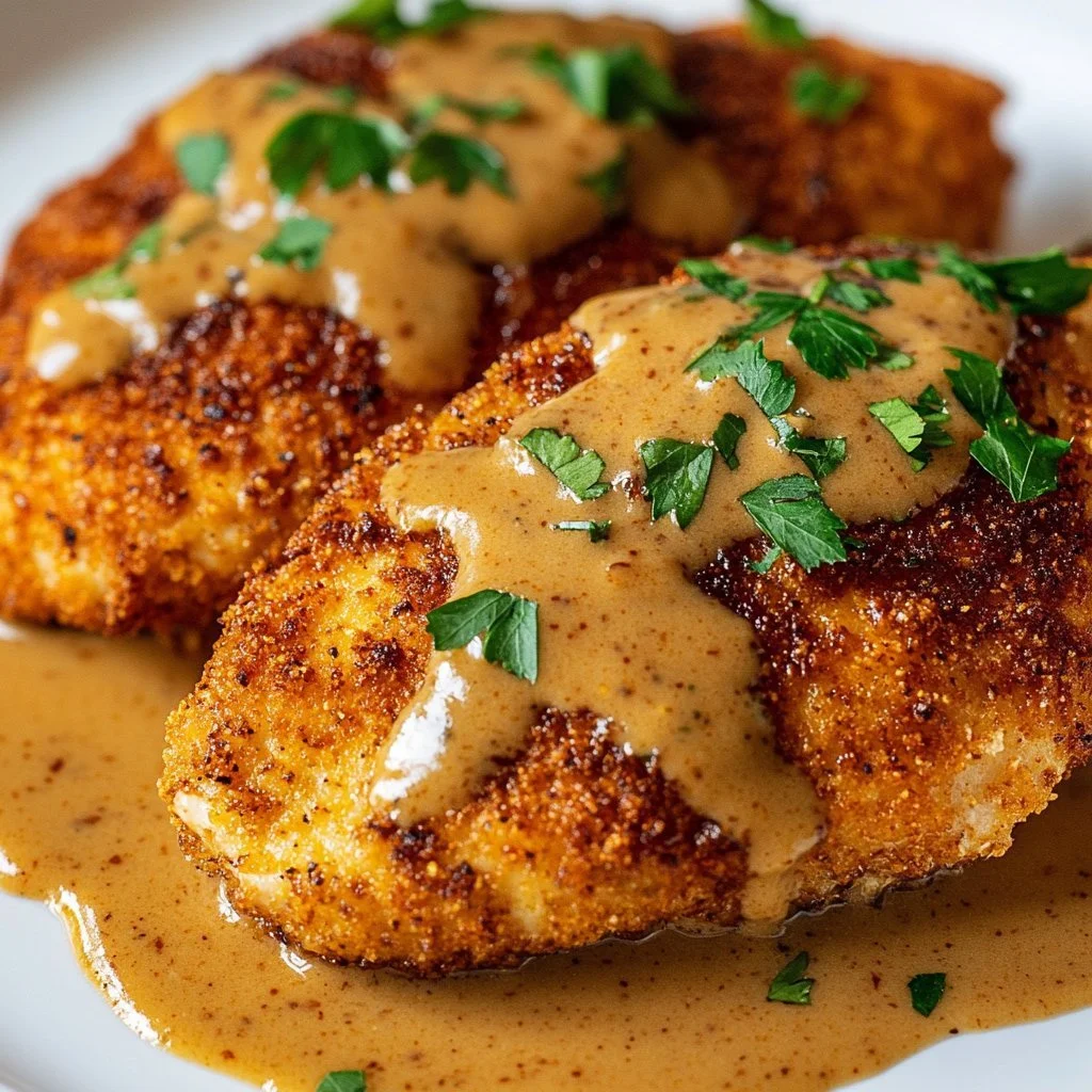 Creamy Parmesan Chicken 3 Creamy Parmesan chicken served with herbs and spaghetti on a plate