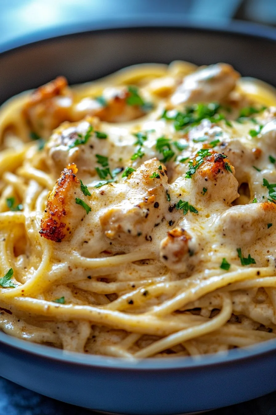 Easy Creamy Cajun Chicken Spaghetti with Garlic Mozzarella Sauce