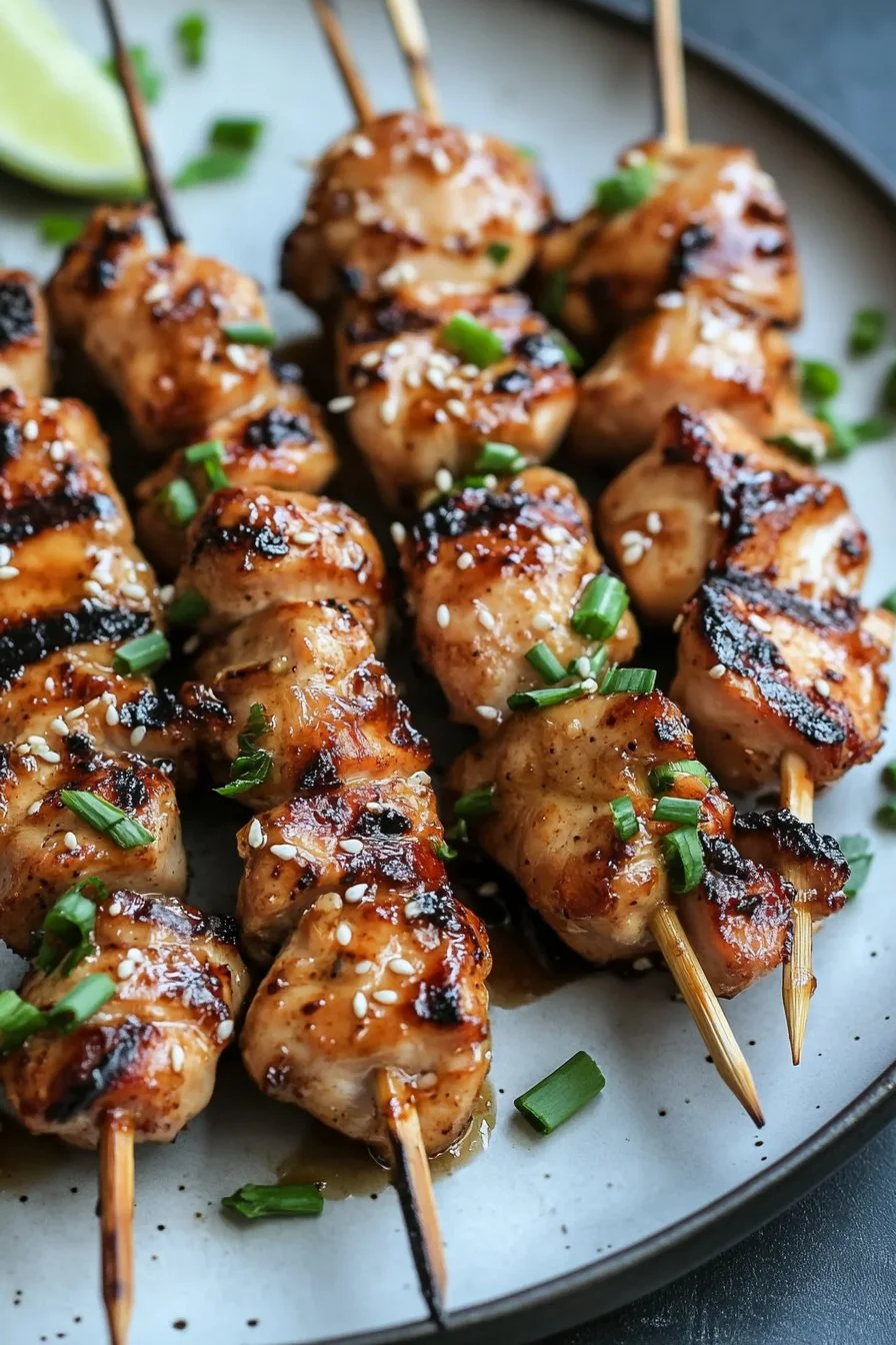 Easy Grilled Asian Chicken Skewers with Honey Garlic Sauce