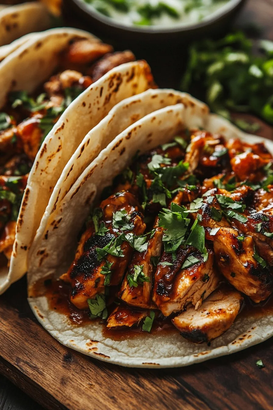 Garlic Butter Honey BBQ Chicken Tacos