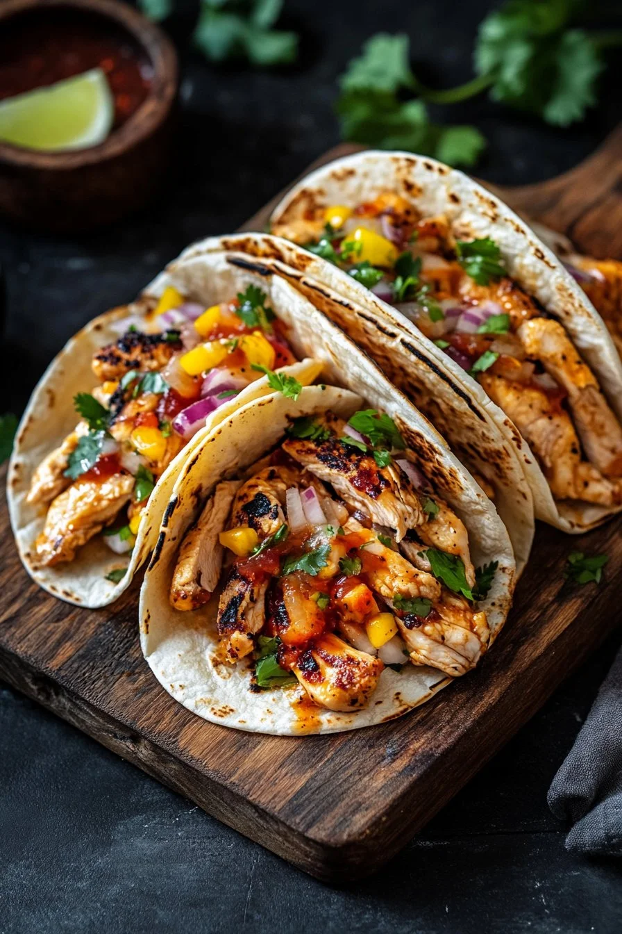 Garlic Butter Honey BBQ Chicken Tacos