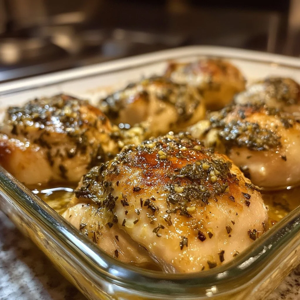 Delicious Garlic Herb Chicken seasoned with fresh herbs and garlic.