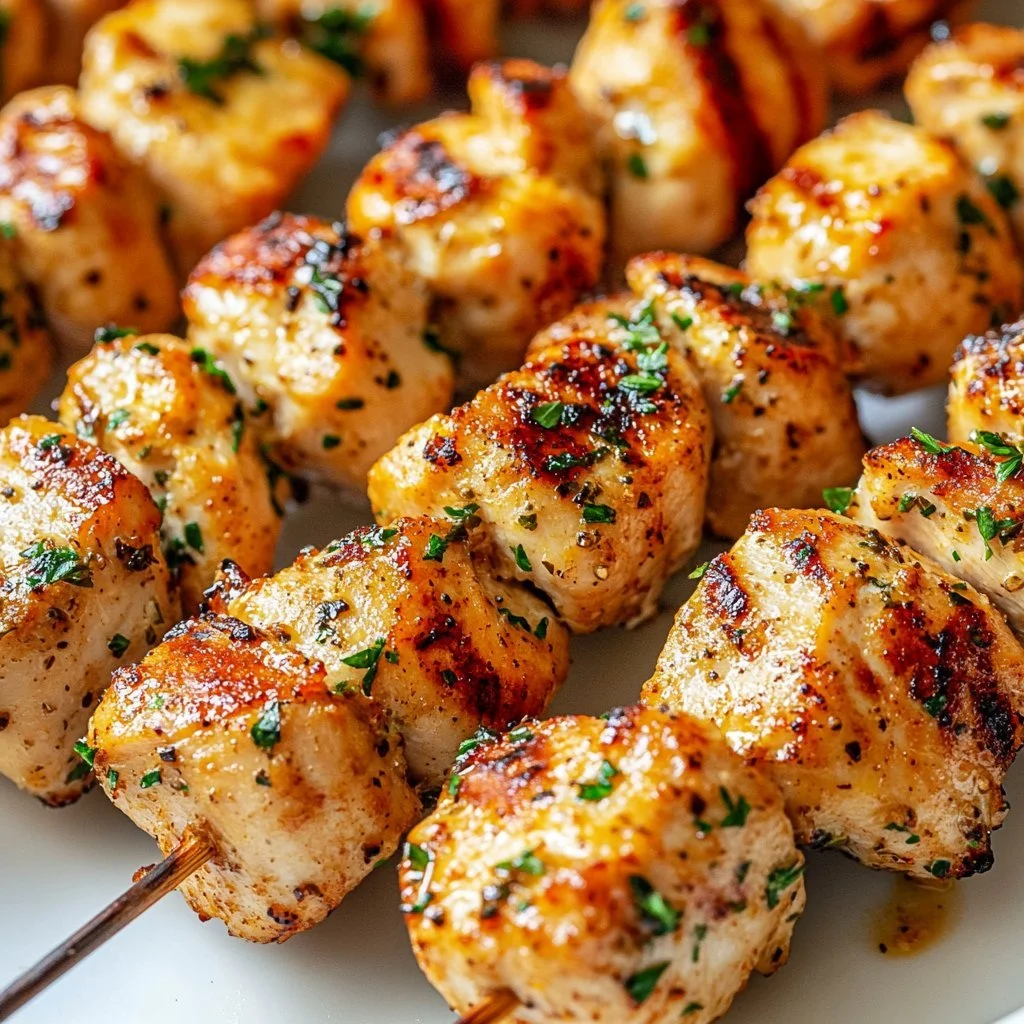 Grilled garlic parmesan chicken garnished and ready to serve