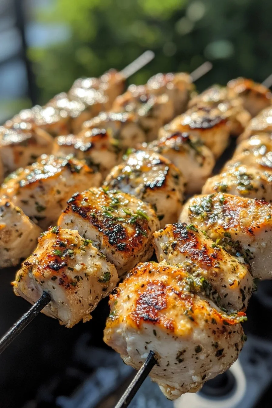 Grilled Ranch Garlic Parmesan Chicken Skewers