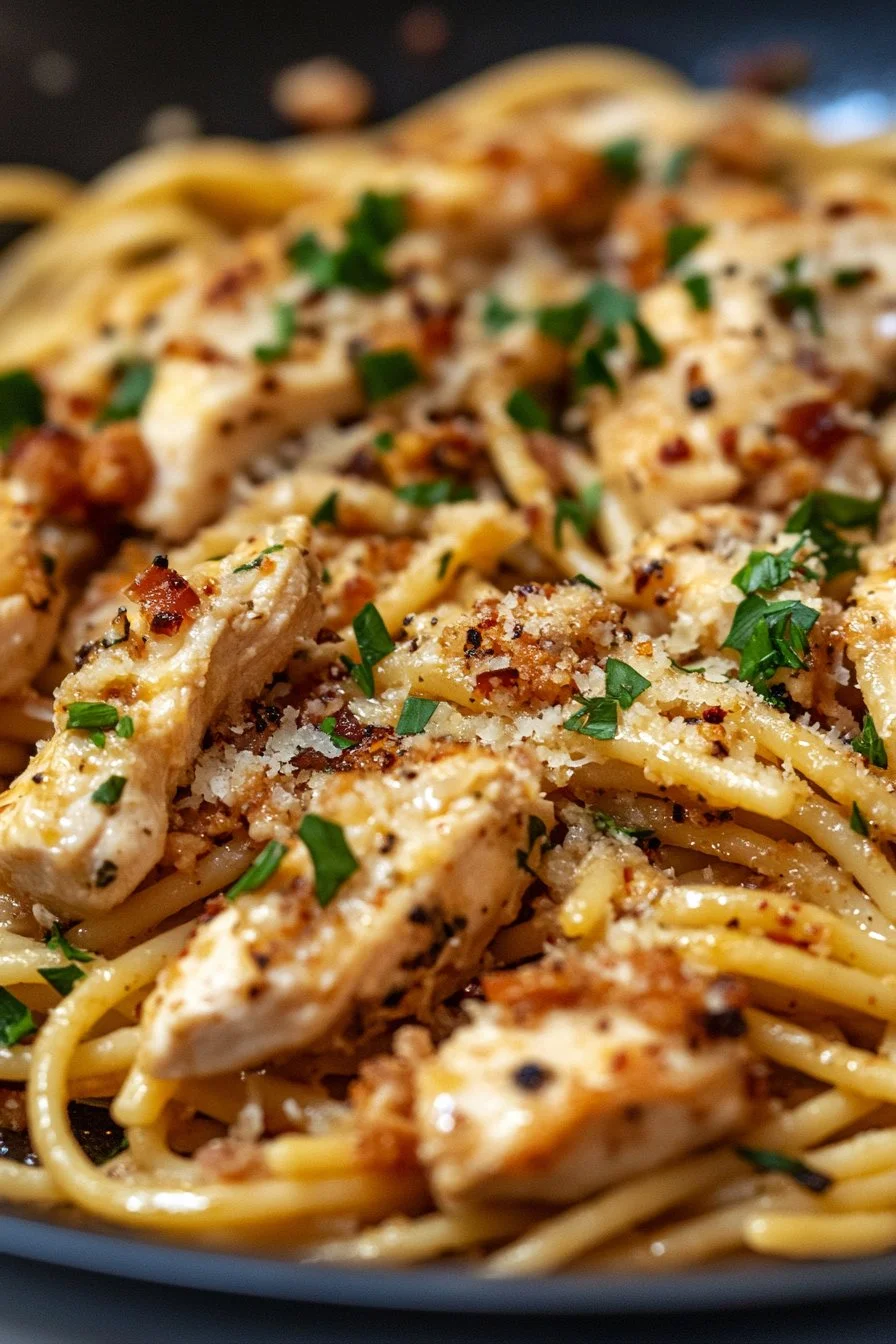 Healthy Garlic Parmesan Chicken Pasta