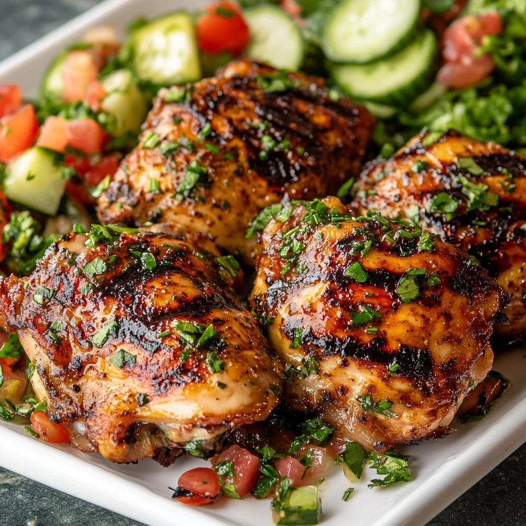 Delicious grilled Mediterranean Chicken marinated with herbs and spices