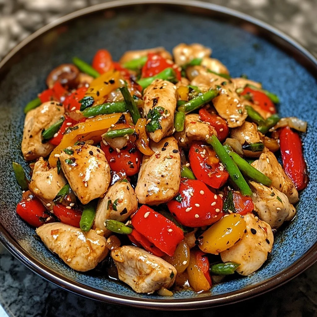 Delicious Mediterranean Chicken Stir Fry with vibrant vegetables and spices