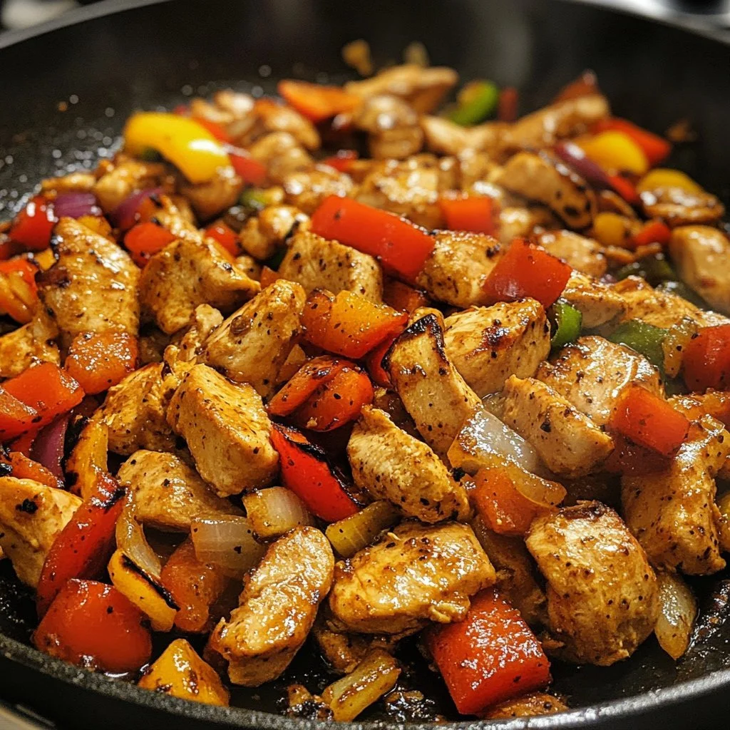 Colorful Mediterranean Chicken Stir Fry with fresh vegetables and spices