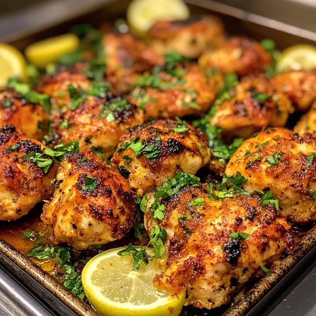 Moroccan spiced chicken pastries served on a plate