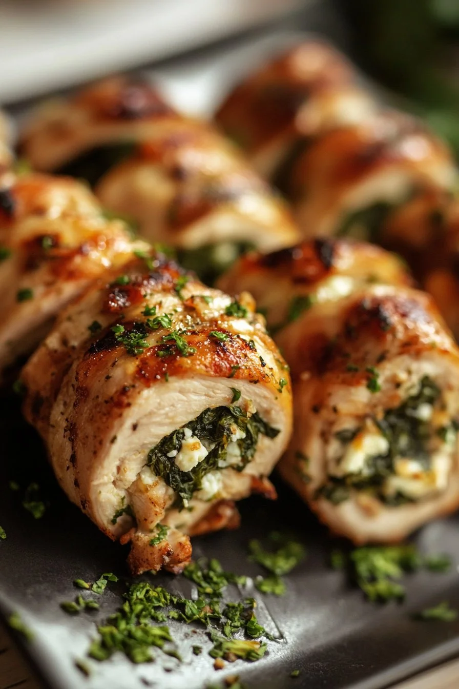 Rolled Chicken with Feta & Spinach