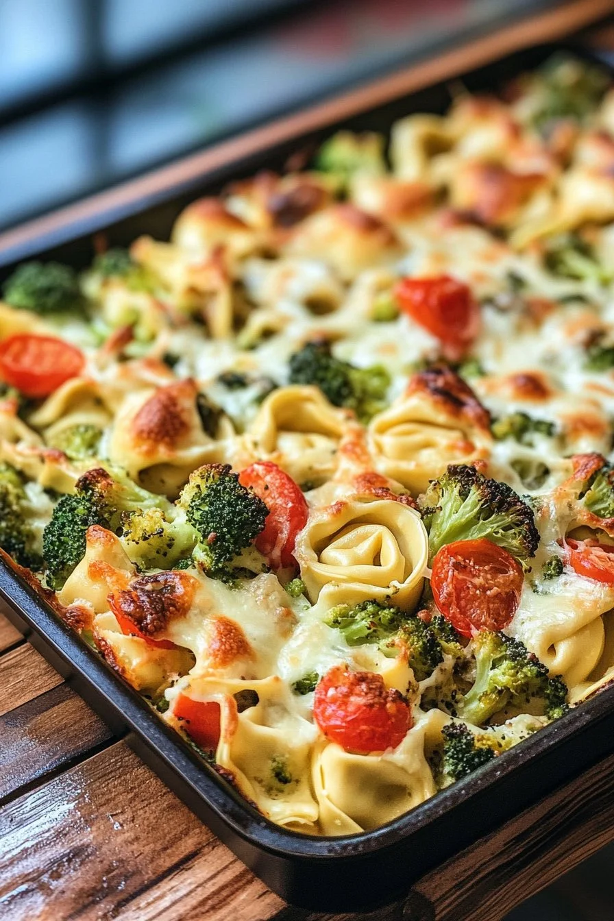Sheet Pan Broccoli Tortellini Bake