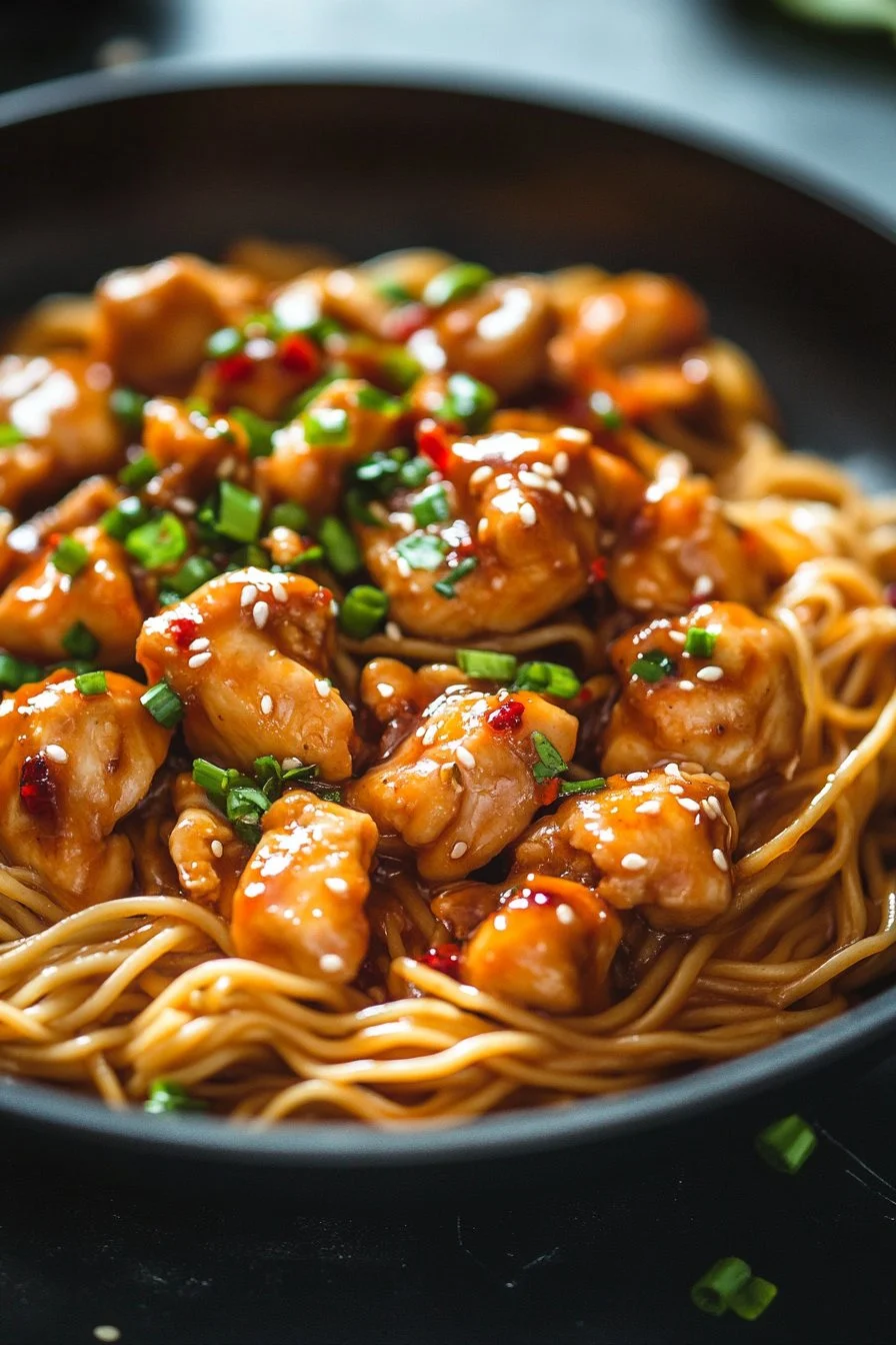 Sticky Garlic Chicken Noodles