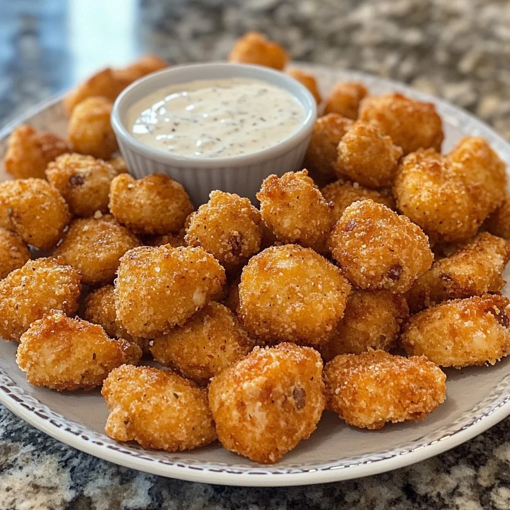Plate of Taco Ranch Bites served with dipping sauce