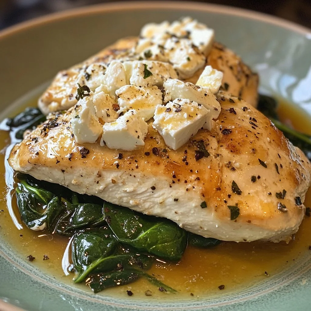 Tasty chicken breast stuffed with feta cheese and spinach