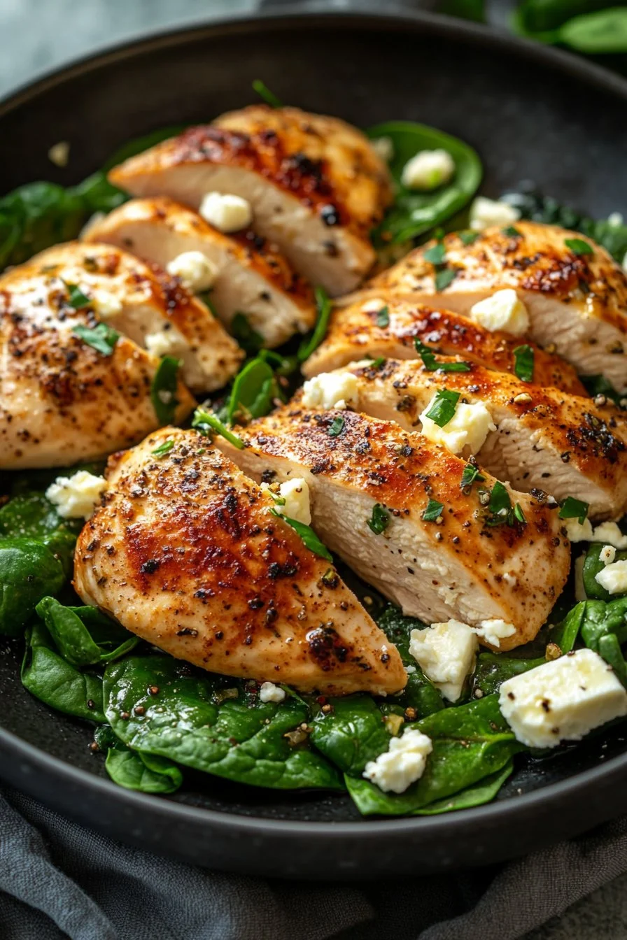 Tasty Chicken Breast with Feta and Spinach