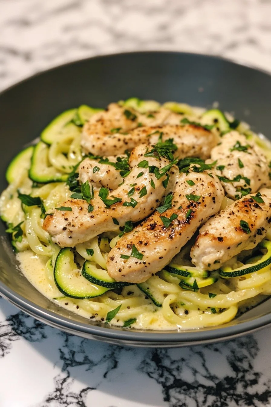 Zucchini Noodle Chicken Alfredo 4 Zucchini Noodle Chicken Alfredo