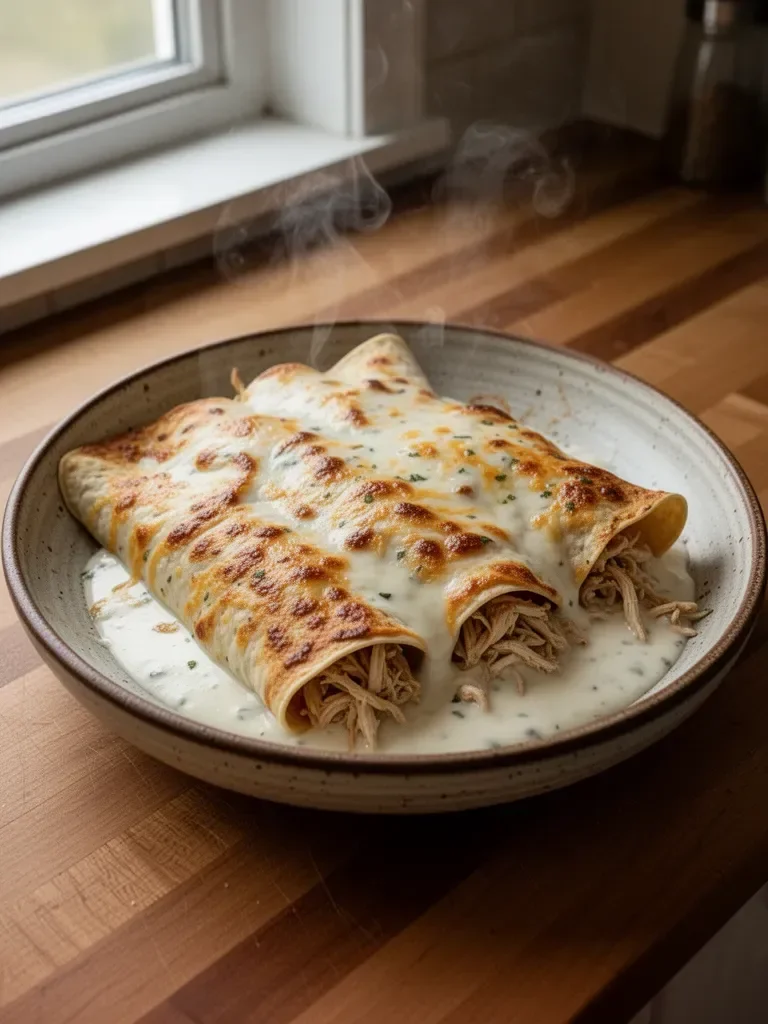 38g Protein Chicken Enchiladas with Dreamy White Sauce