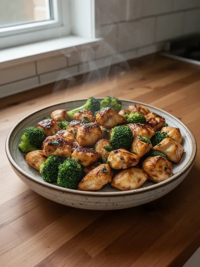 Air Fryer Chicken Bites and Broccoli