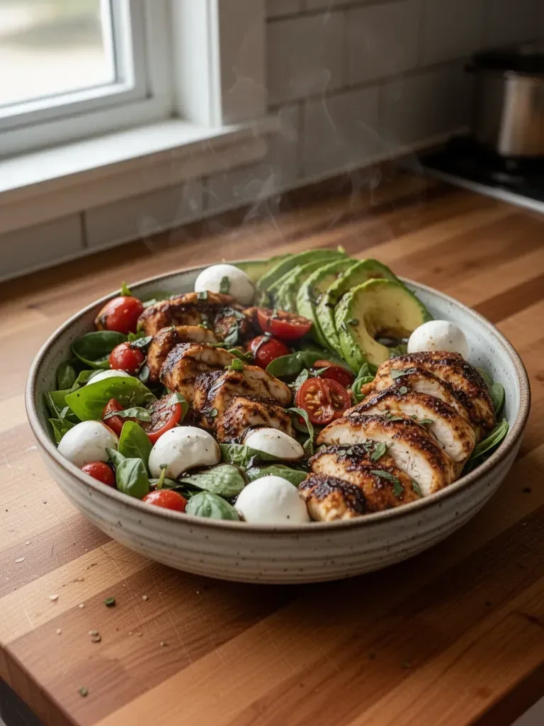 Baked Marinated Chicken Salad with Mozzarella and Balsamic Vinaigrette