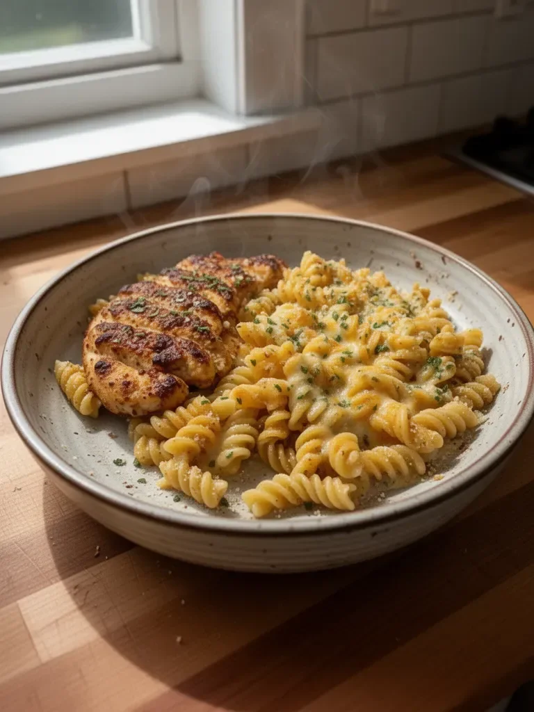 Cheesy Rotini with Garlic Parmesan Chicken