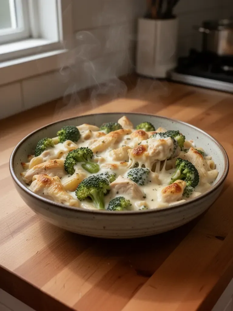 Chicken and Broccoli Baked Alfredo