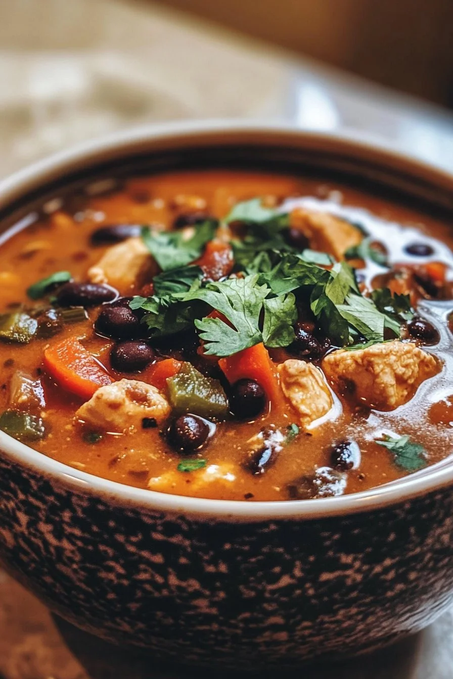 Chicken Poblano and Black Bean Soup