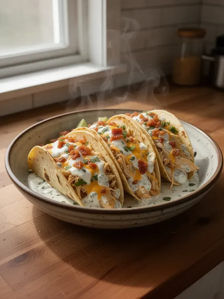 Creamy Cheddar Ranch Chicken Tacos