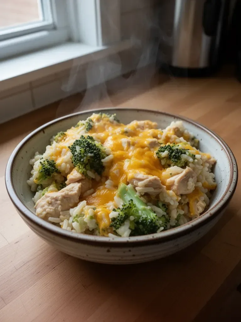 Crockpot Cheesy Chicken Broccoli Rice