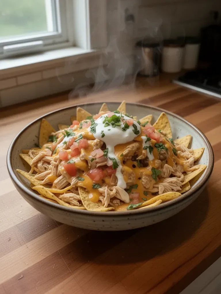 Crockpot Creamy Chicken Nachos