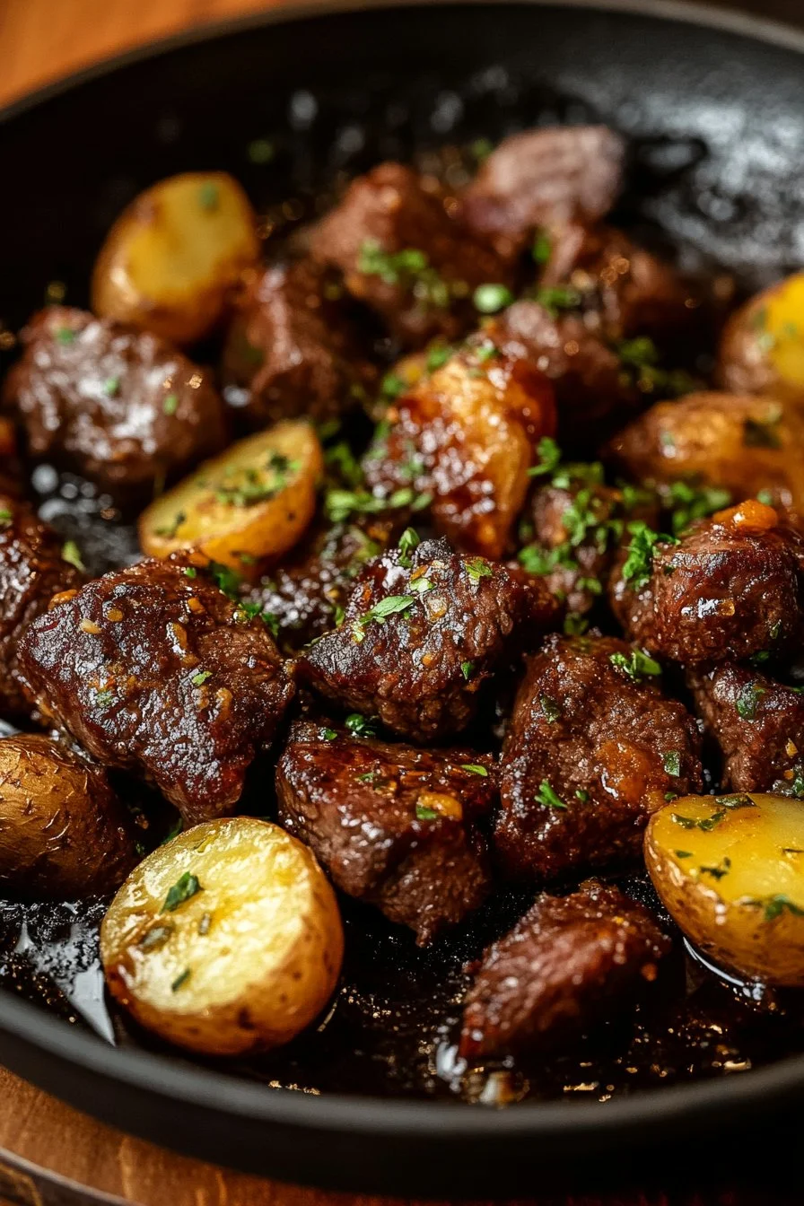 Garlic Butter Beef Bites with Potatoes