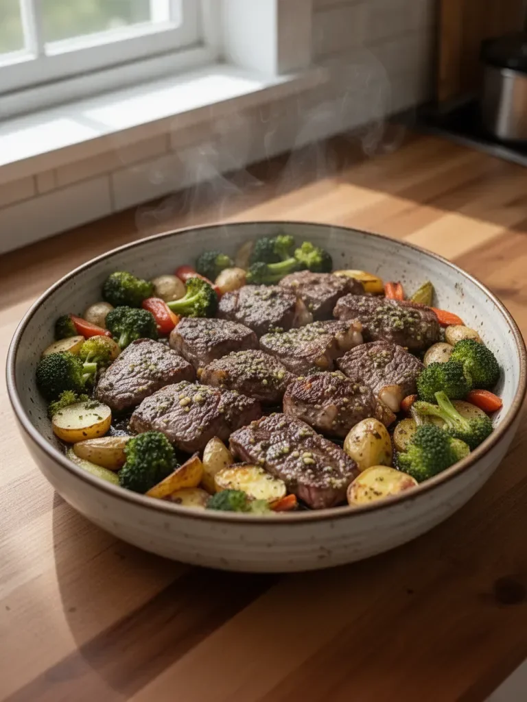 Garlic Butter Steak & Veggies Sheet Pan Recipe